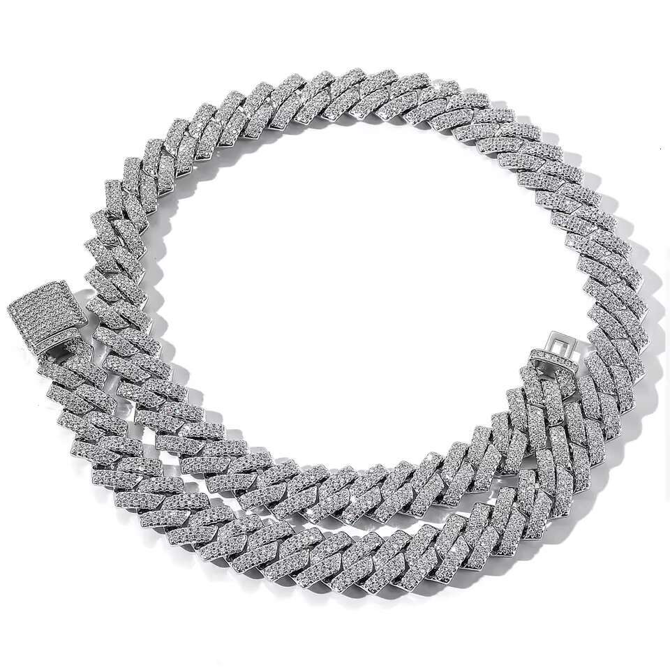 Iced Out Hip Hop Jewelry 925 Silver Moissanite Cuban Link Chain Hip Hop Necklace Men Iced Out Moissanite Cuban