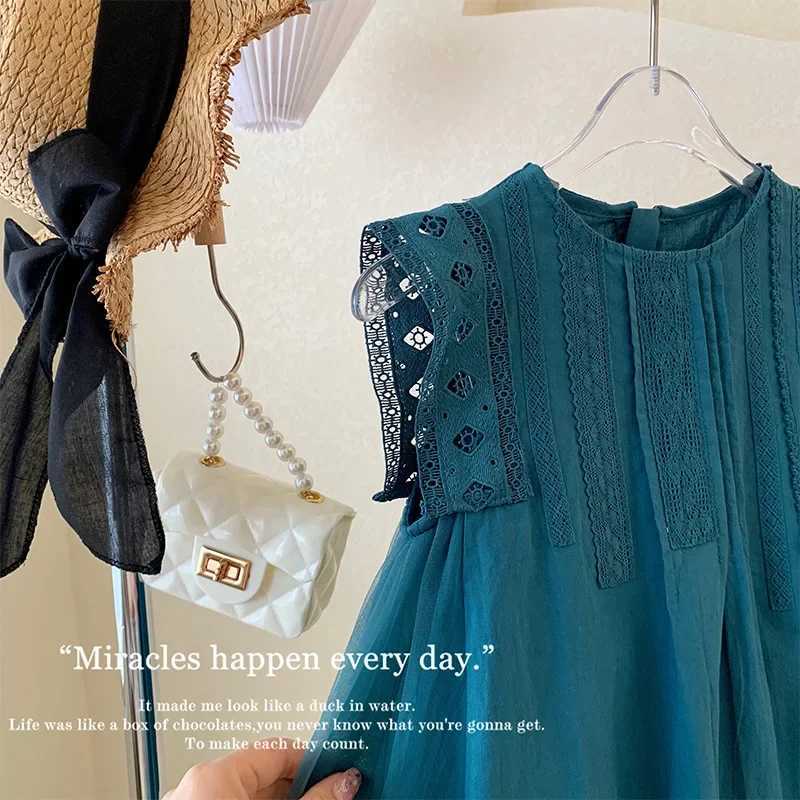 2025 New Summer Princess Girls Dress Sleeveless Lace Mesh Dress For 2-8 Years Old Kids Children Birthday Present Clothes R250707
