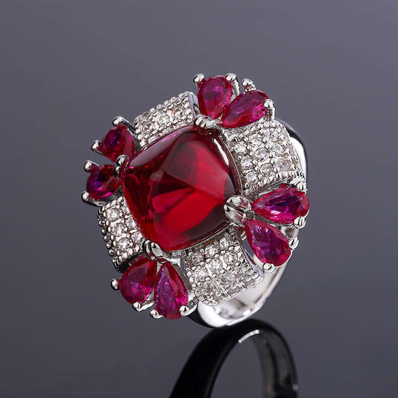 Huayoumei Imitation Natural Tanzanite Gemstone Heavy Craft Sugar Tower Blue Crystal Zircon Ring 634