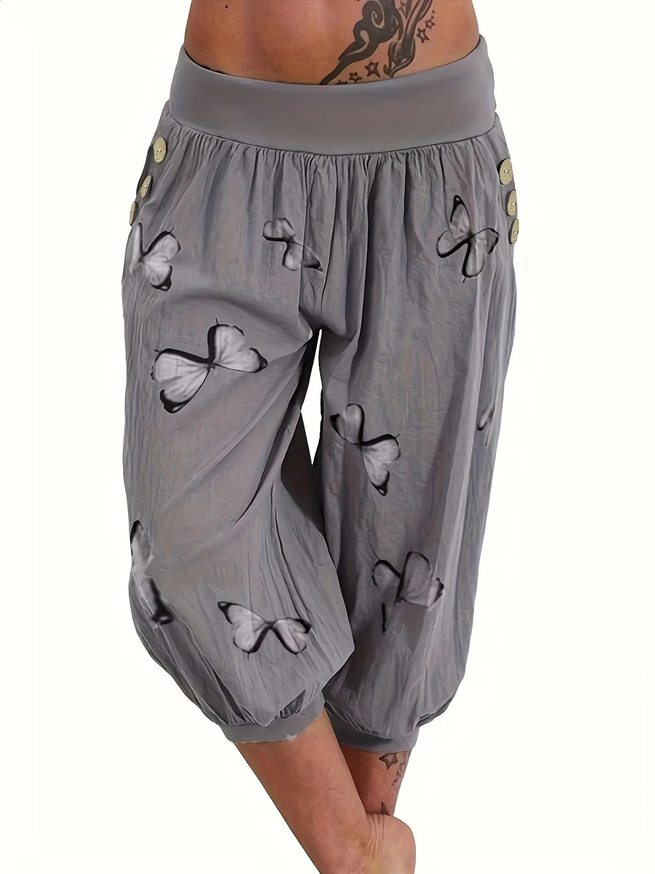 Womens Plus Size 1XL5XL Casual Comfortable Pants Fashion Button Pocket 250628