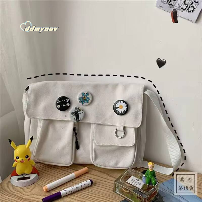 Japanese Harajuku Cute Retro Girl Messenger Shoulder Bag Canvas Student School Female Anime double messenger bag ddmynov