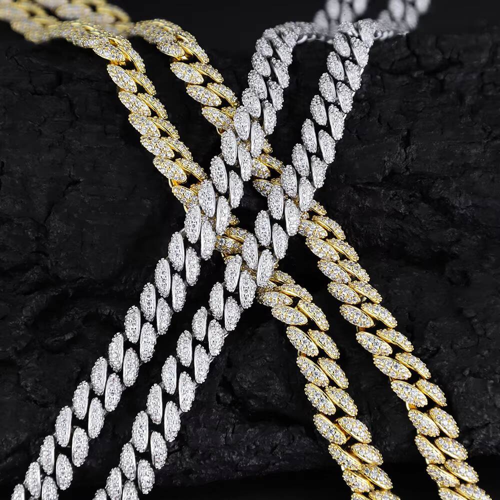 8mm Prong Cuban Link Chain Iced Out Pass Dia Tester Vvs Moissanite Sterling Sier Necklace