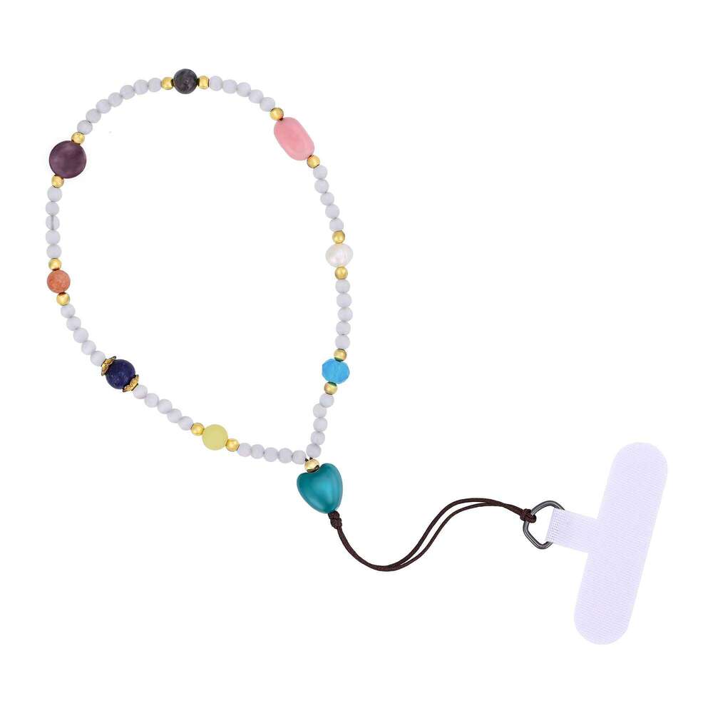 Bohemian New Natural Stone Trendy Seven-Color Bead Necklace Healing Crystal Simple Phone Pendant Chain