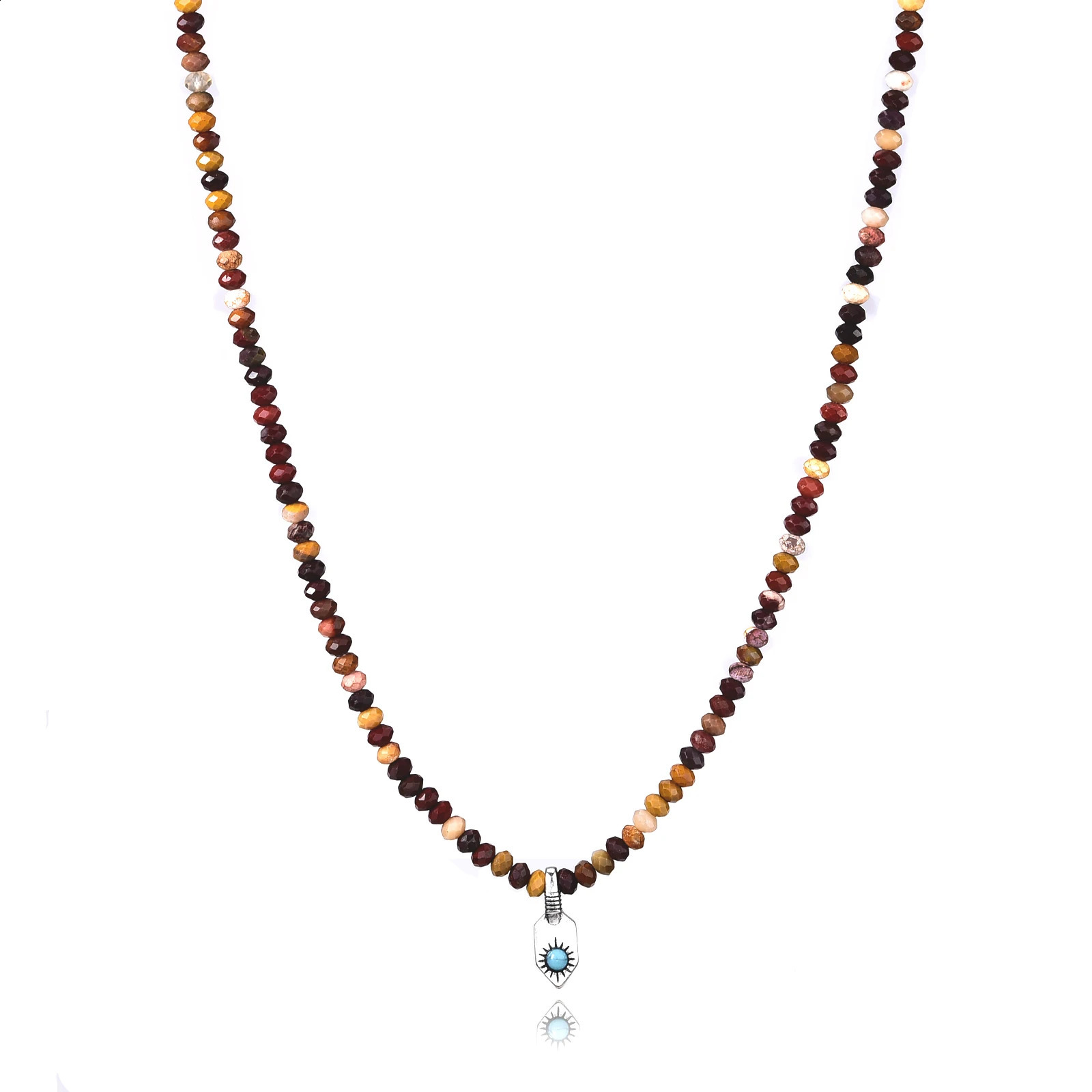 Boho Colorful Natural Gems Beaded Necklaces for Women Multifaceted Moukaite Beads Shield Pendant Necklace Summer Beach Jewelry 250707
