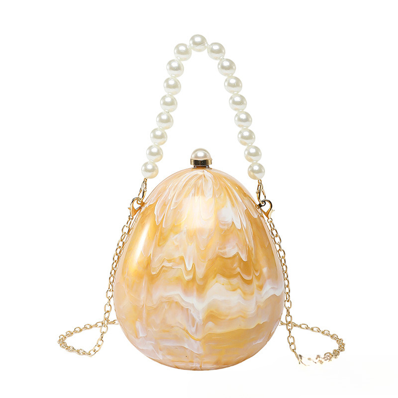 Cross border niche amber pattern irregular acrylic shell handbag designer bag banquet goose egg box bead tote trend basket trend shoulder bag