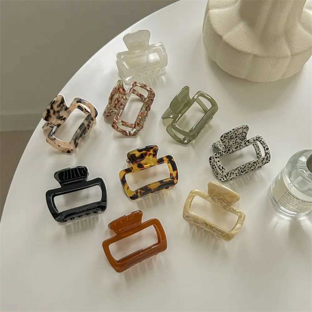 Acetic Acid Mini Hair Claw Retro Hollow Out Hair Grab Clip Acetate Hair Clips Y2K Leopard Pattern Square Barrettes Daily Y250707
