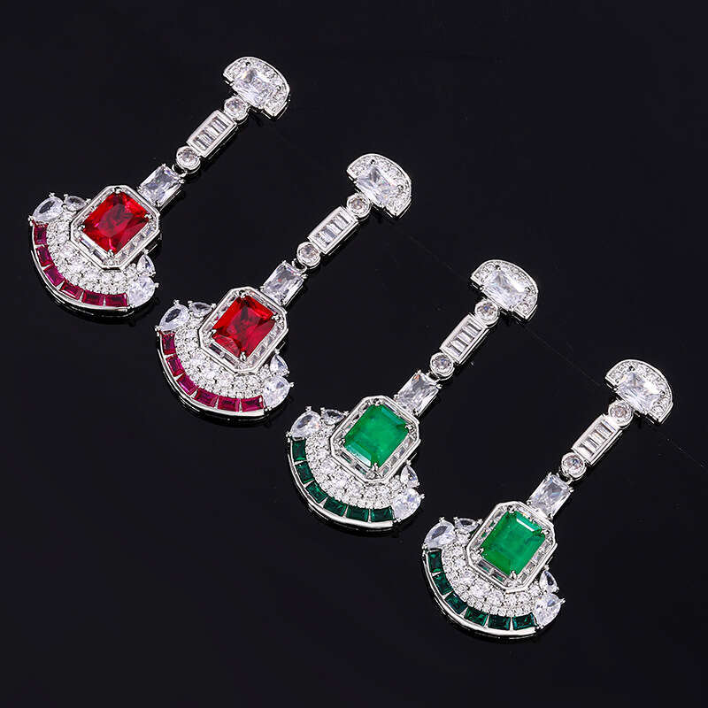 S Sier Needle Shiny Dia Heavy Craft Inlaid With Zircon High-End Versatile Light Fan-Shaped Earrings Studs For Women 6C6