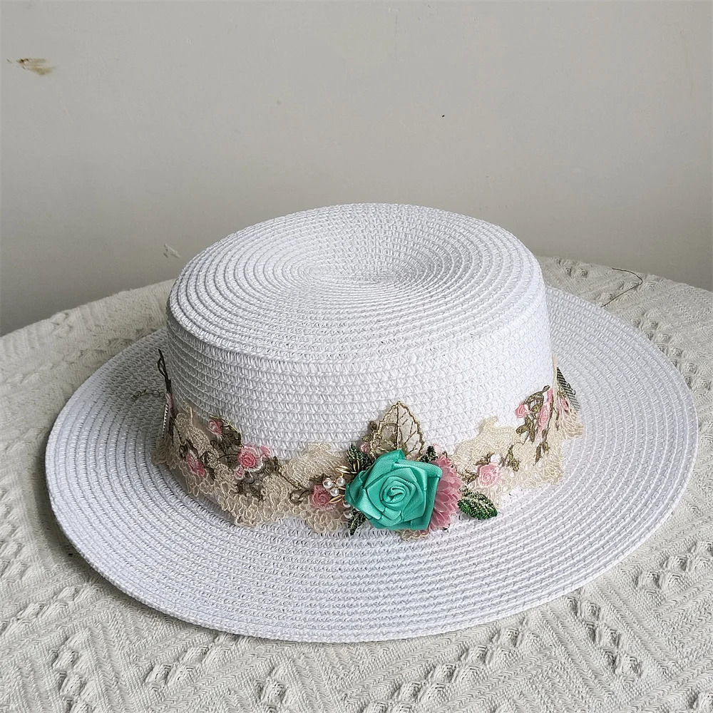 Flower Elegant Womens Hat Dome Fedora Party Felt Women Church Wide Brim Wedding Summer Sun Hat 250707