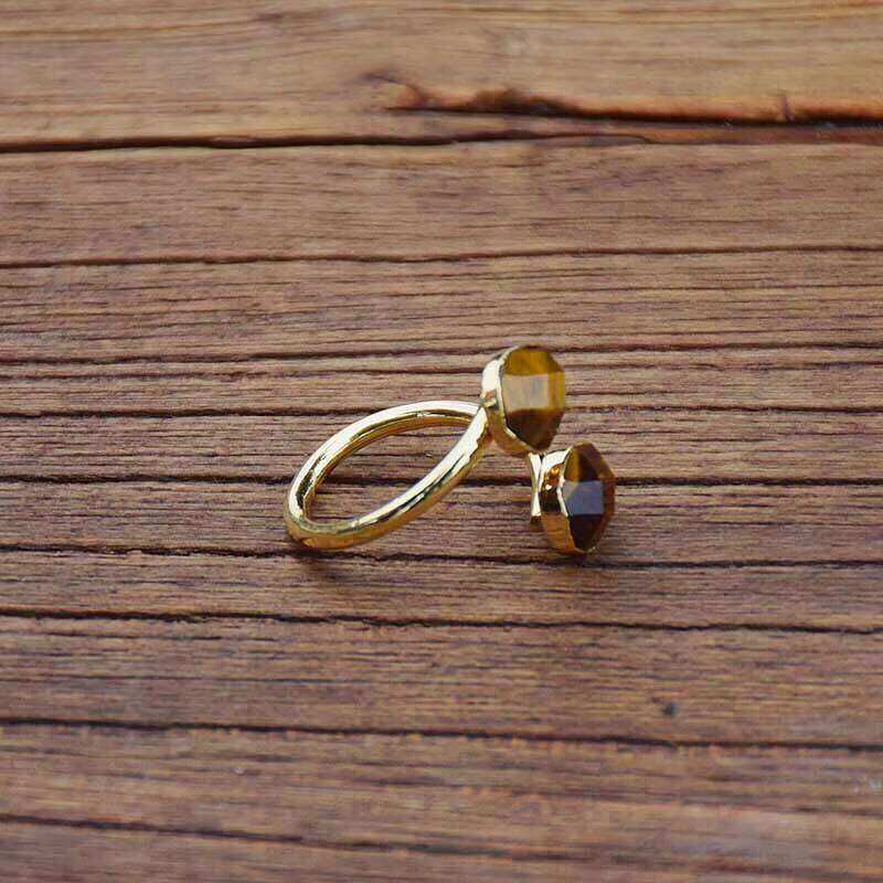 Fashion Adjustable Tiger Eye Stone Ring Gift for Couples