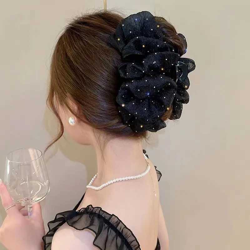 Seersucker Hair Claw for women Fabric Shiny Hair Bow Polka Dot Luxury Hair Accessories Big Bow Hairpin Z250707