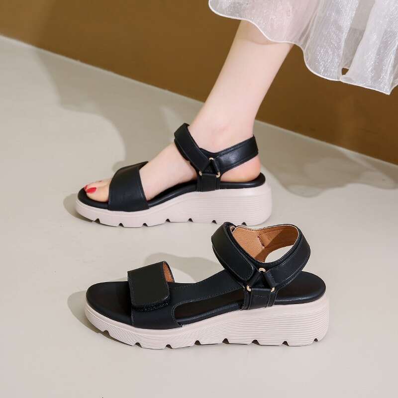 Plus Size Ladies 2025 Summer New Magic Tape Colorful Sandals for Women
