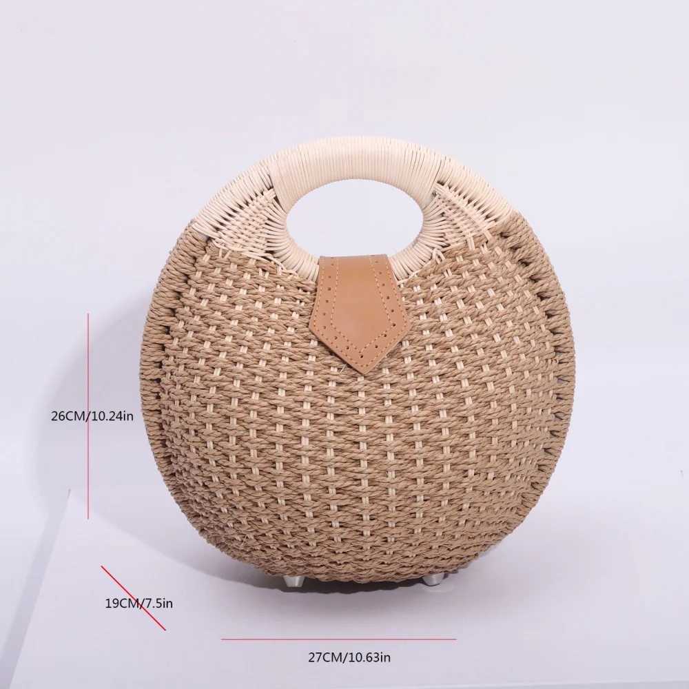 Bag Summer For Women Large Capacity Female Beach Tote Bag Round Shape Handwoven Shell Handbag