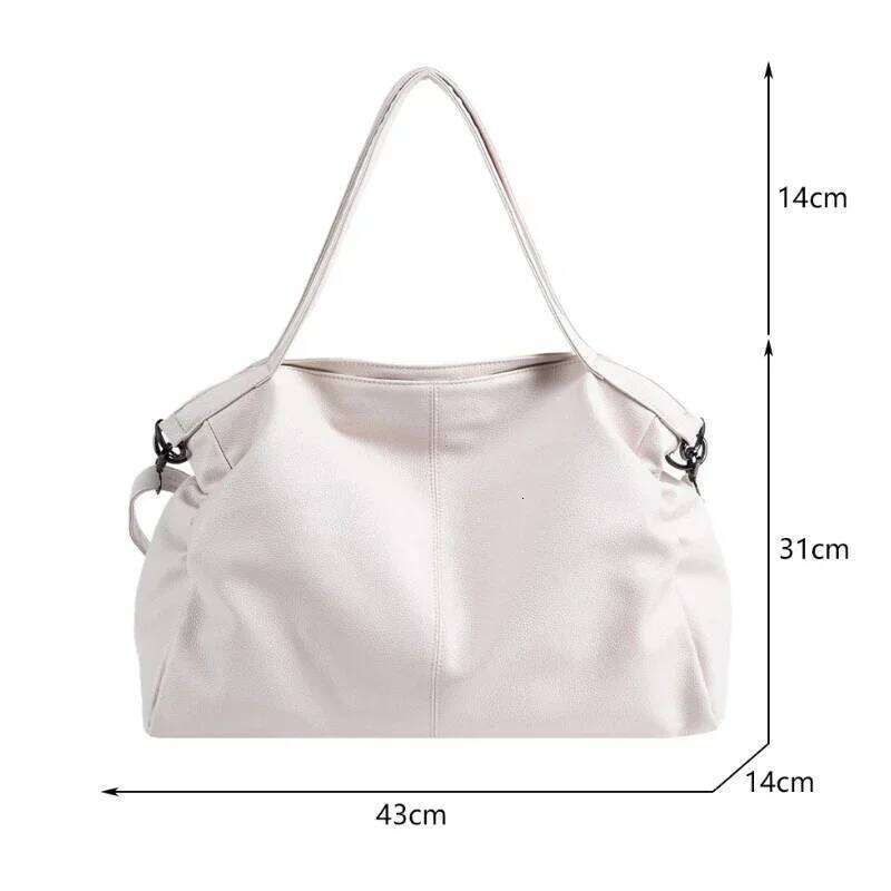 Big Black Shoulder Bags for Women Large Hobo Shopper Solid Color Quality Soft Leather Crossbody Handbag Lady Travel Tote Bag
