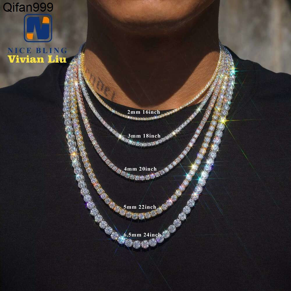 Wholesale Price Sterg Sier Bracelet Necklace Vvs Moissanite Hip Hop Jewelry Iced Out Dia Tennis Chain