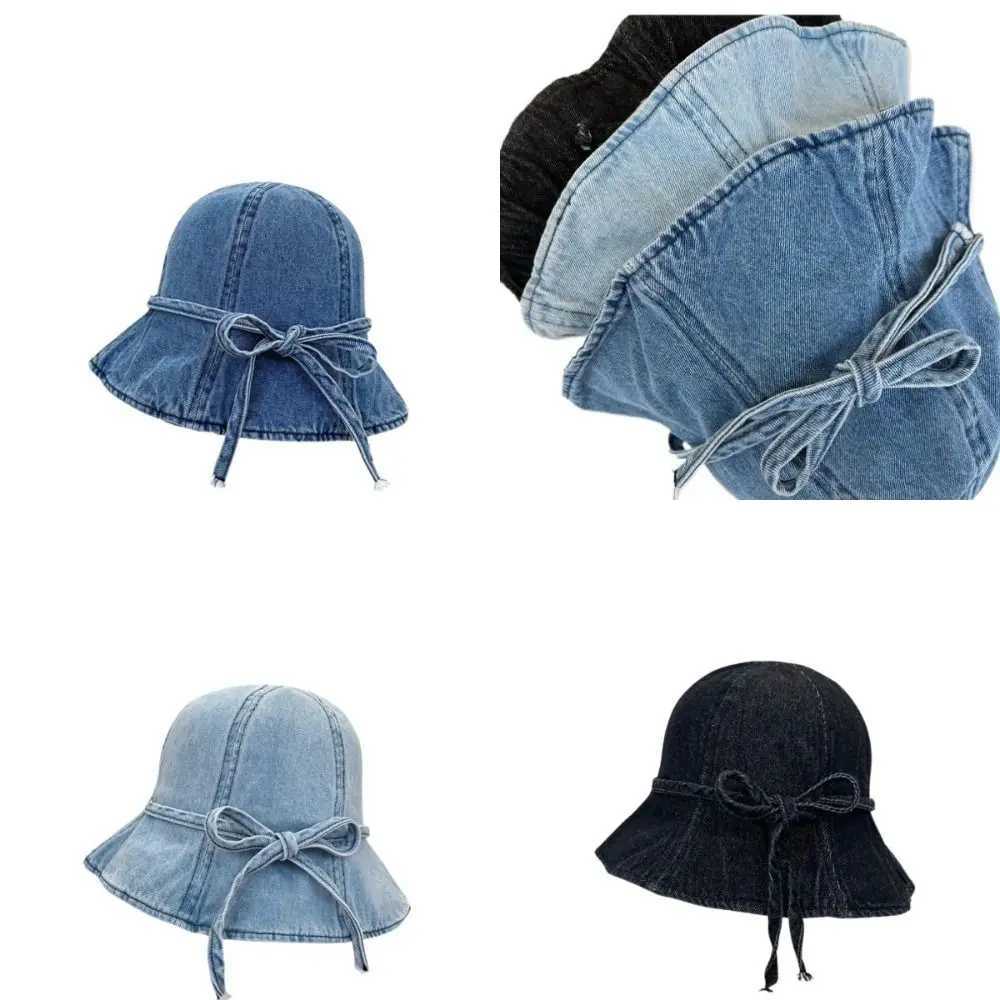 Sweet Face Covering Bow Hat Smiling Face Revealing Face Small Basin Hat Breathable Sun Protection Cowboy Fisherman Hat Summer Y250707