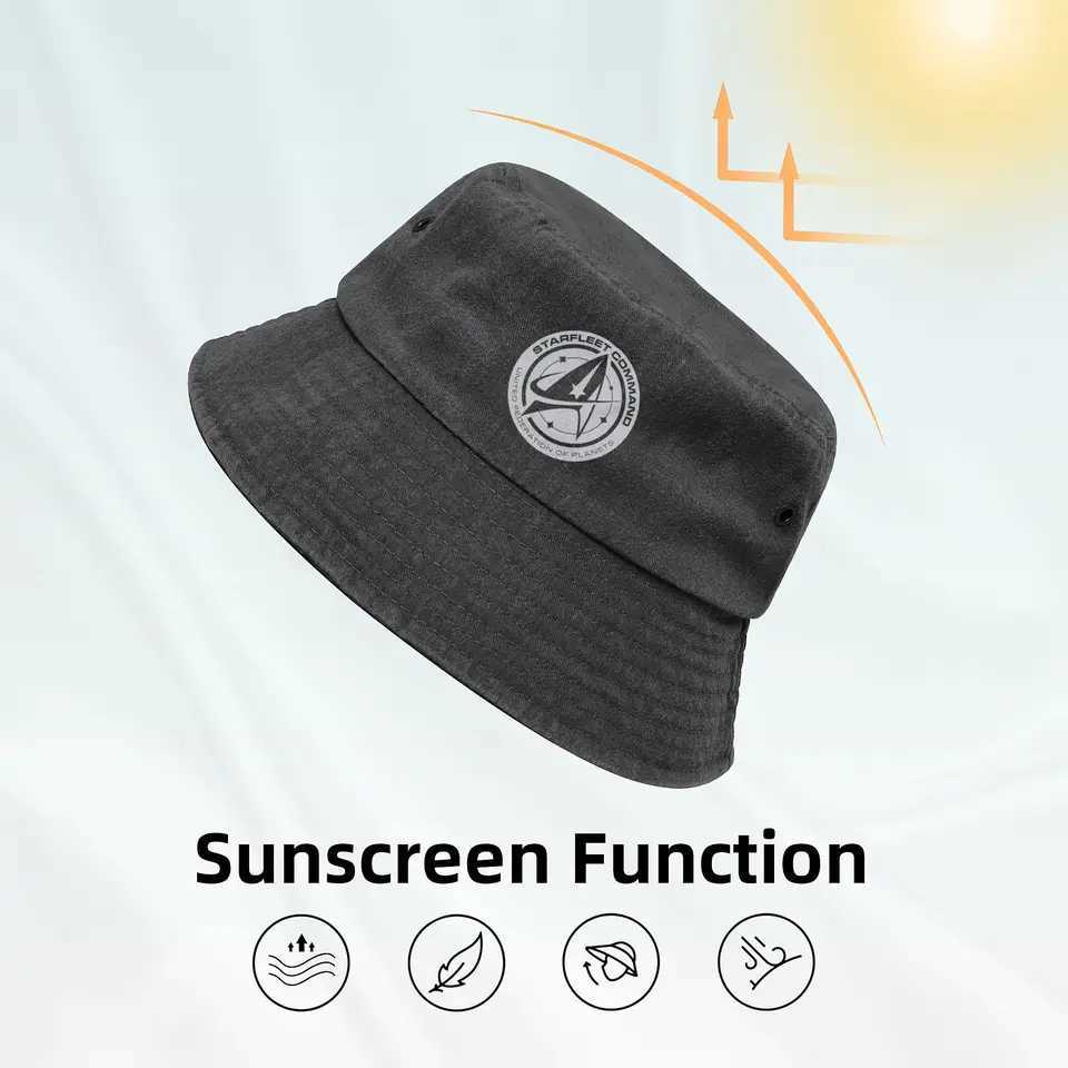 Stars Treks United Federation Bucket Hat for Girl Travel Sun Hats Unique Design for Outdoor Fishing Fisherman Caps Boonie Hat Y250707
