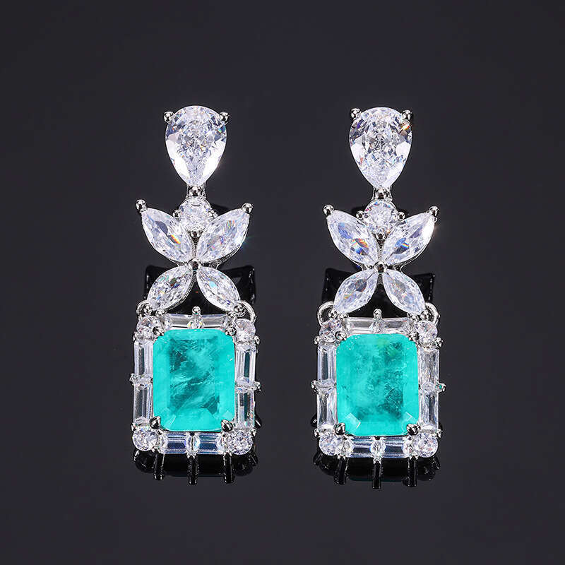 Jewelry Zircon S Sier Needle Stud Earrings For Women Fashion Paraiba Pink Accessories High-End Feel F5d