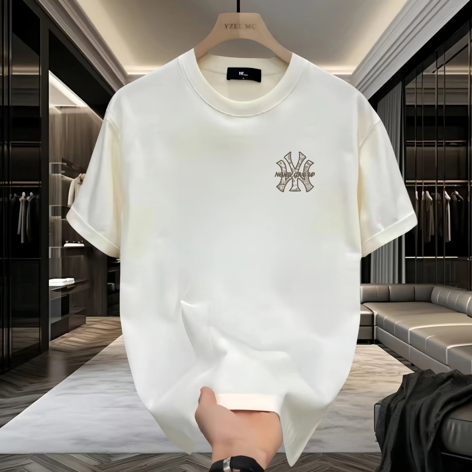 free shipping for man A new short-sleeved pure cotton men's printed T-shirt with a versatile round neck