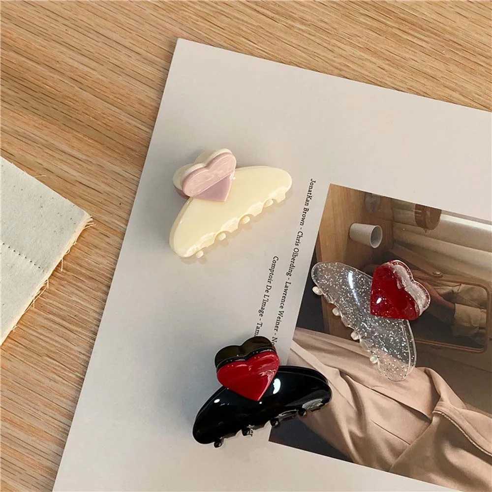Korean Cute Medium Women Love Fashion Acrylic Hair Claw Hairpin Barrette Z250707