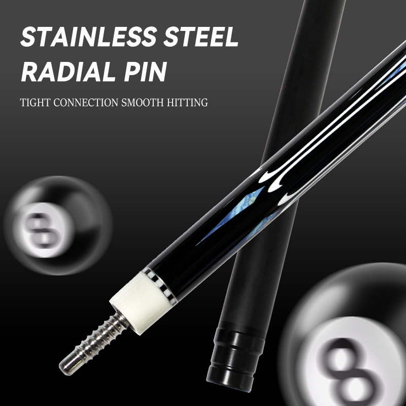 OKHEALING 1/2 Split Pool Cue Billiard Stick Carbon Fiber Billiard Cue 12.4mm Black Pigskin Tip Radial Pin or 8 Teeth Joint 1474mm/58inch Weight Adjust