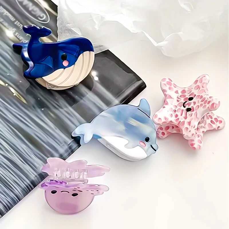 Acetate Ocean Animal Hair Clips for Women Non-Slip Summer Beach Accessories Crab Starfish Whale Multi-Pack Gifts Z250707