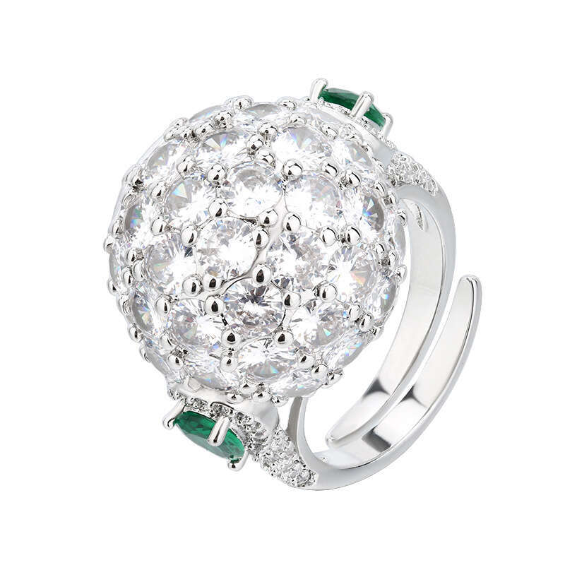 Huayoumei Jewelry Exaggerated Flower Full Diamond Ring Women's High-End Fashion Light Luxury 6E0