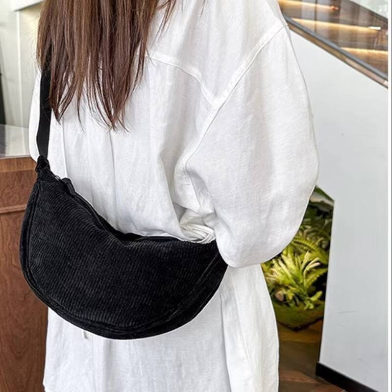 Corduroy Crossbody Bags for Ladies Large Capacity Shoulder Fashion Purse and Handbags Solid Color Women Messenger Bag ddmynov