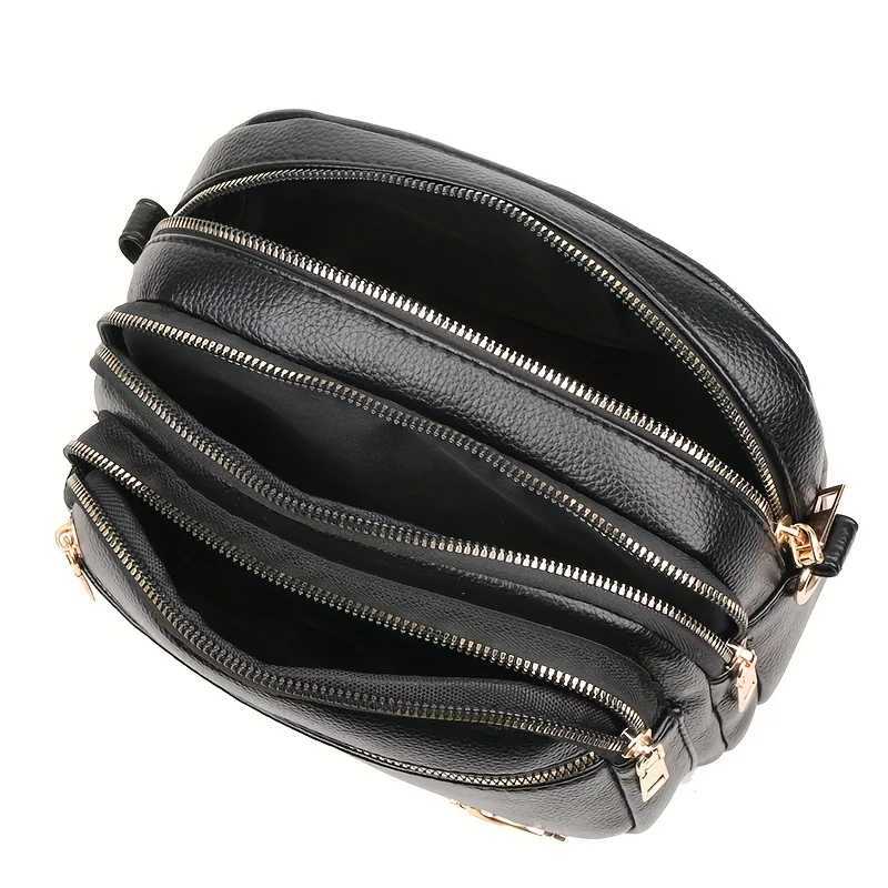 Multi-Layer Shoulder Messenger Bag Womens Crossbody Purse Versatile Solid Color Handbag for Women Casual and Work Use