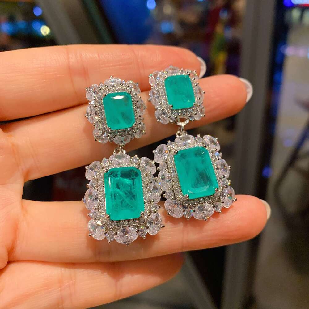 S Sier Needle Trendy Faux Jewelry Accessories Paraiba Three-Piece Set For Women F09