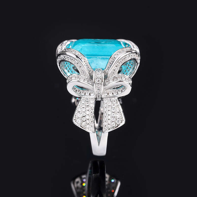 Pendant Set Imitation Gemstone Paraiba Emerald Adjustable Ring Jewelry For Women 280