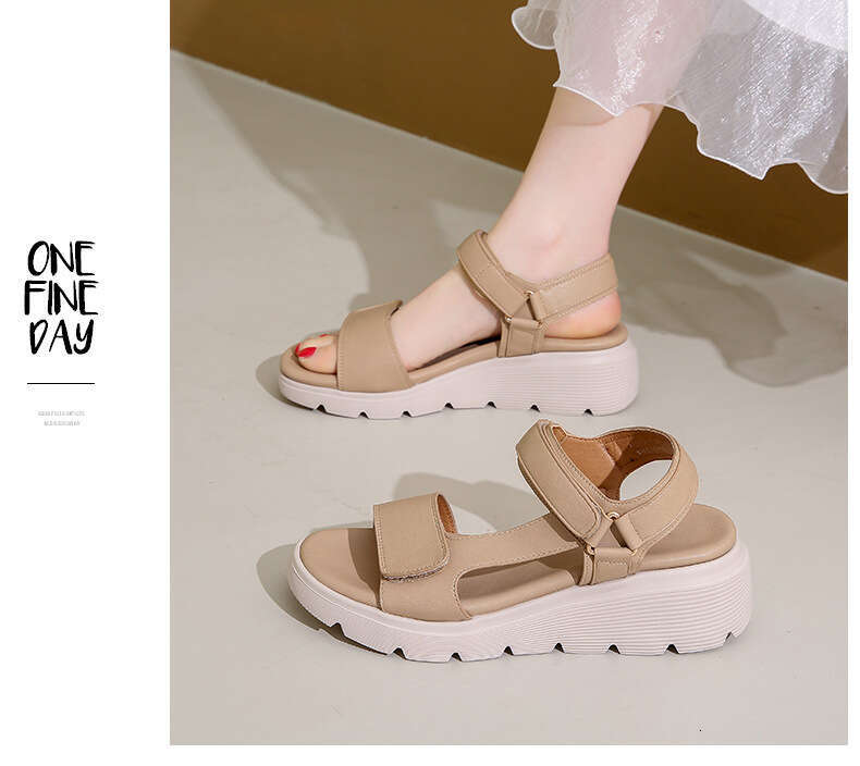 Plus Size Ladies 2025 Summer New Magic Tape Colorful Sandals for Women