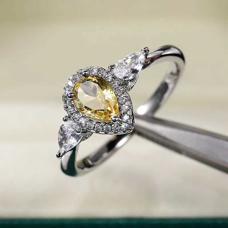 925 Sterling Silver Wedding Ring For Women Luxury Yellow Pink Zircon Gemstone Rings Fine Jewelry Wholesale XJ250707