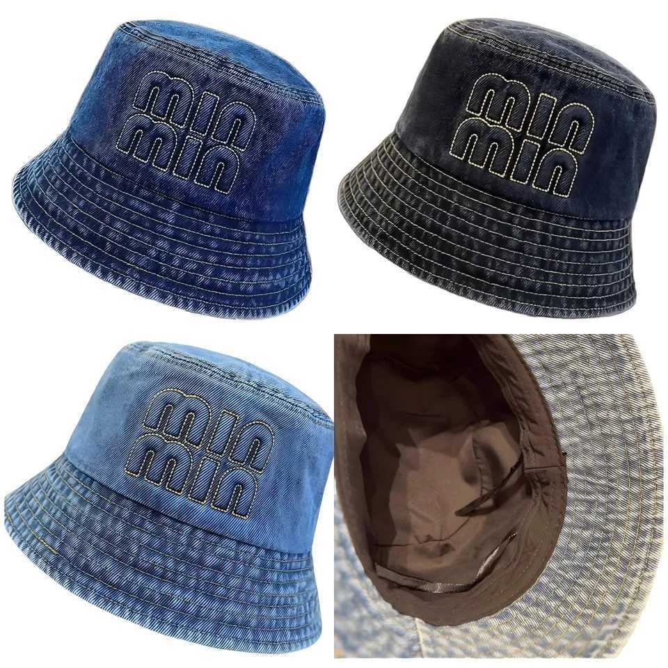 Washed Denim Embroidery Letter Fisherman Hat Children Spring Summer Jeans Korean New Bucket Hat Luxury Brand Sun Hat Cap Y250707