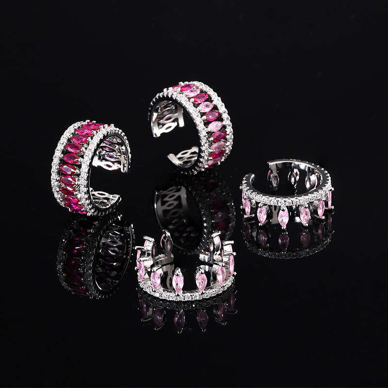Autumn Winter New Jewelry Two-In-One Open Ring Red Zircon Pink Diamond Women's Fashion Wholesale 10B