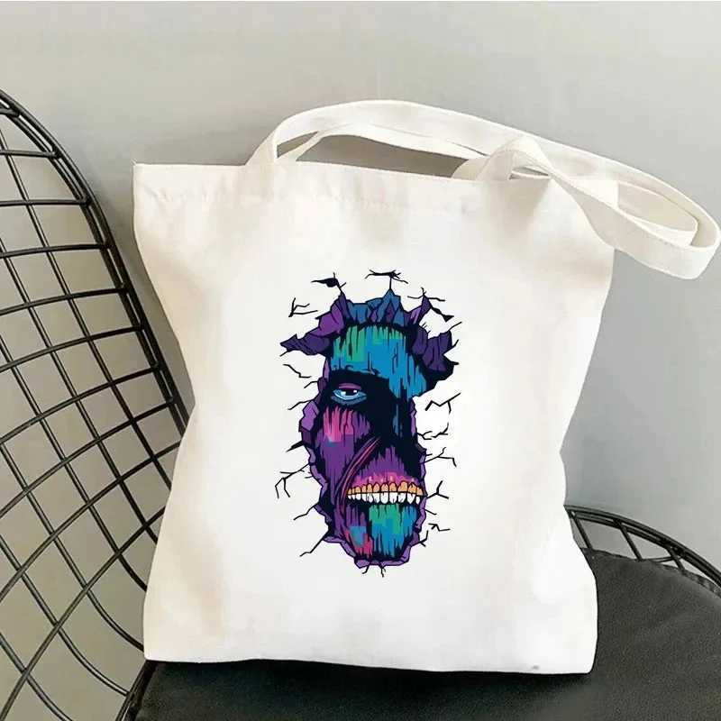 Attack Titan Shopping Bag Handbags Shingeki No Kyojin Shopper Handbag Womens Canvas Shoulder Environmental Large Capacity Bags
