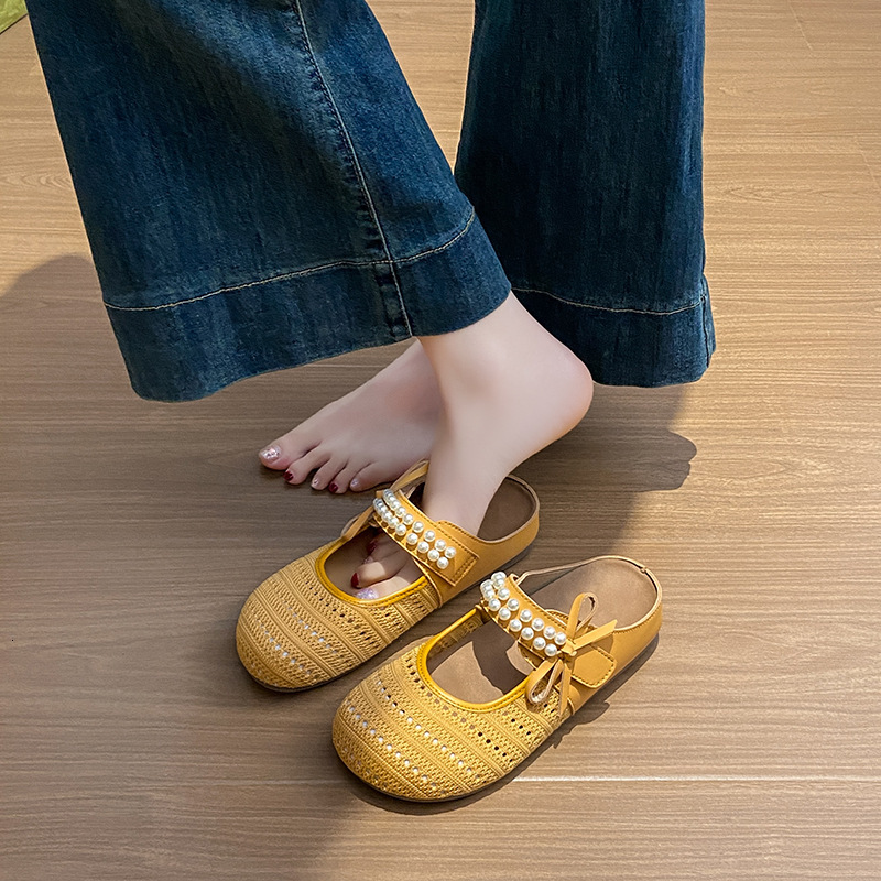 2025 Korean Style Summer New Half-Slip White for Women Ins Breathable Student Height Increasing Casual Designer Women's Shoes Street Shooting