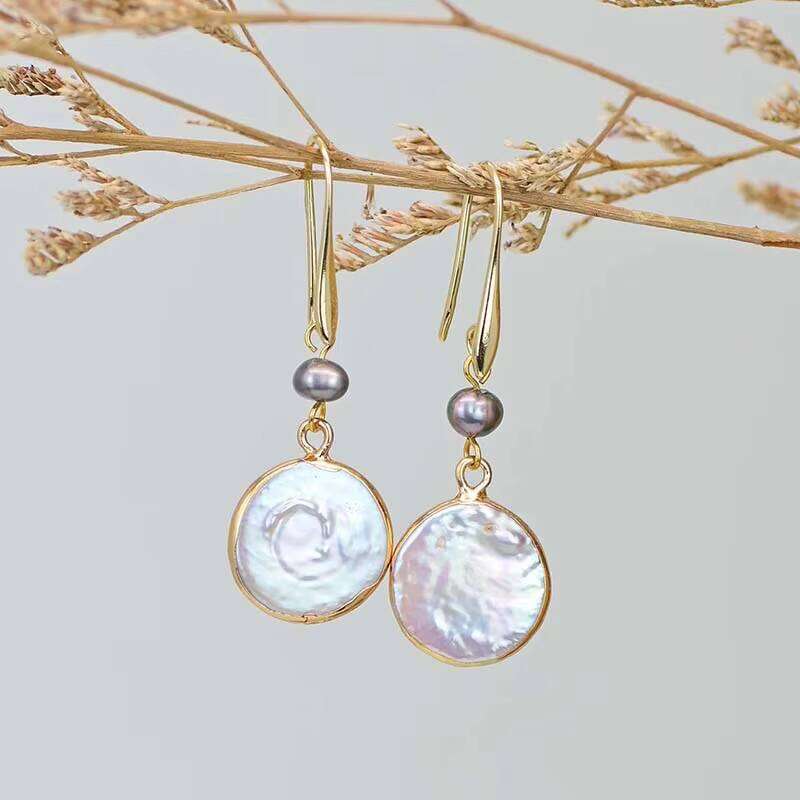 Gray Pearl Irregular Bohemian Style Earrings Water Drop