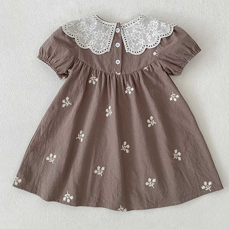 Girls Dresses Childrens Baby Casual Cotton Bubble Sleeves Ventilate Summer Princess Outdoors Baby Girls Embroider Summer Dress R250707