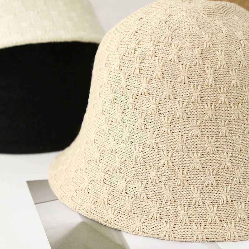 Winter Warm Bucket Hat for Women Vintage Knitting Fisherman Hat Summer Panama Caps Simple Breathable Sunshade Cap Y250707
