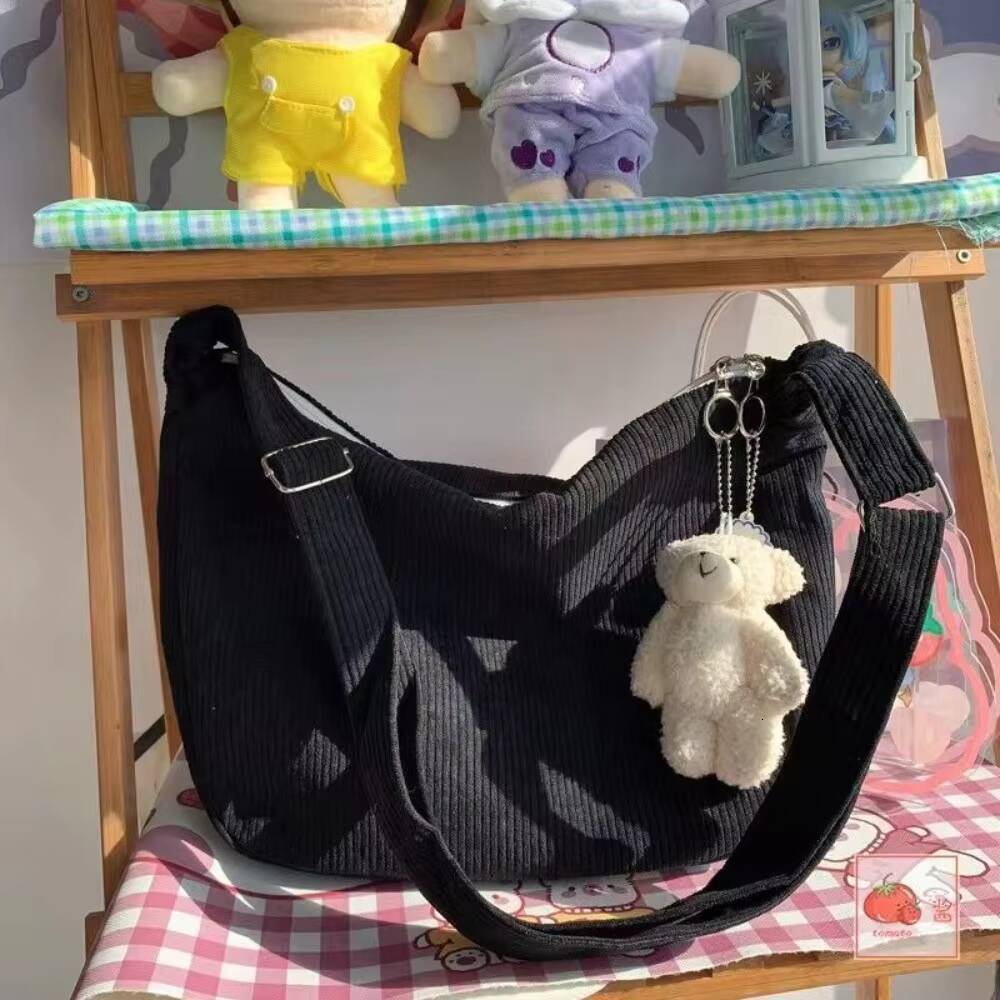 Solid Color Corduroy Crossbody Fashion Korean Casual Shoulder Bag Large Capacity Lazy Style Handbag Women ddmynov