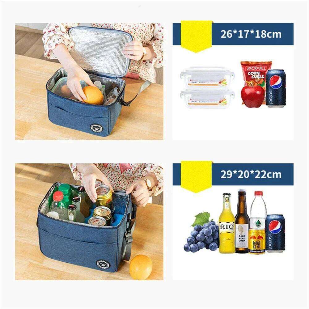 New Portable Lunch Bag Food Thermal Box Waterproof Office Cooler Lunchbox With Shoulder Strap Insulated Case