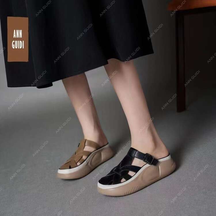 2024 Summer New Thick-Soled Braided for Women Fashionable One-Strap Comfortable Outdoor Sandals Trendy