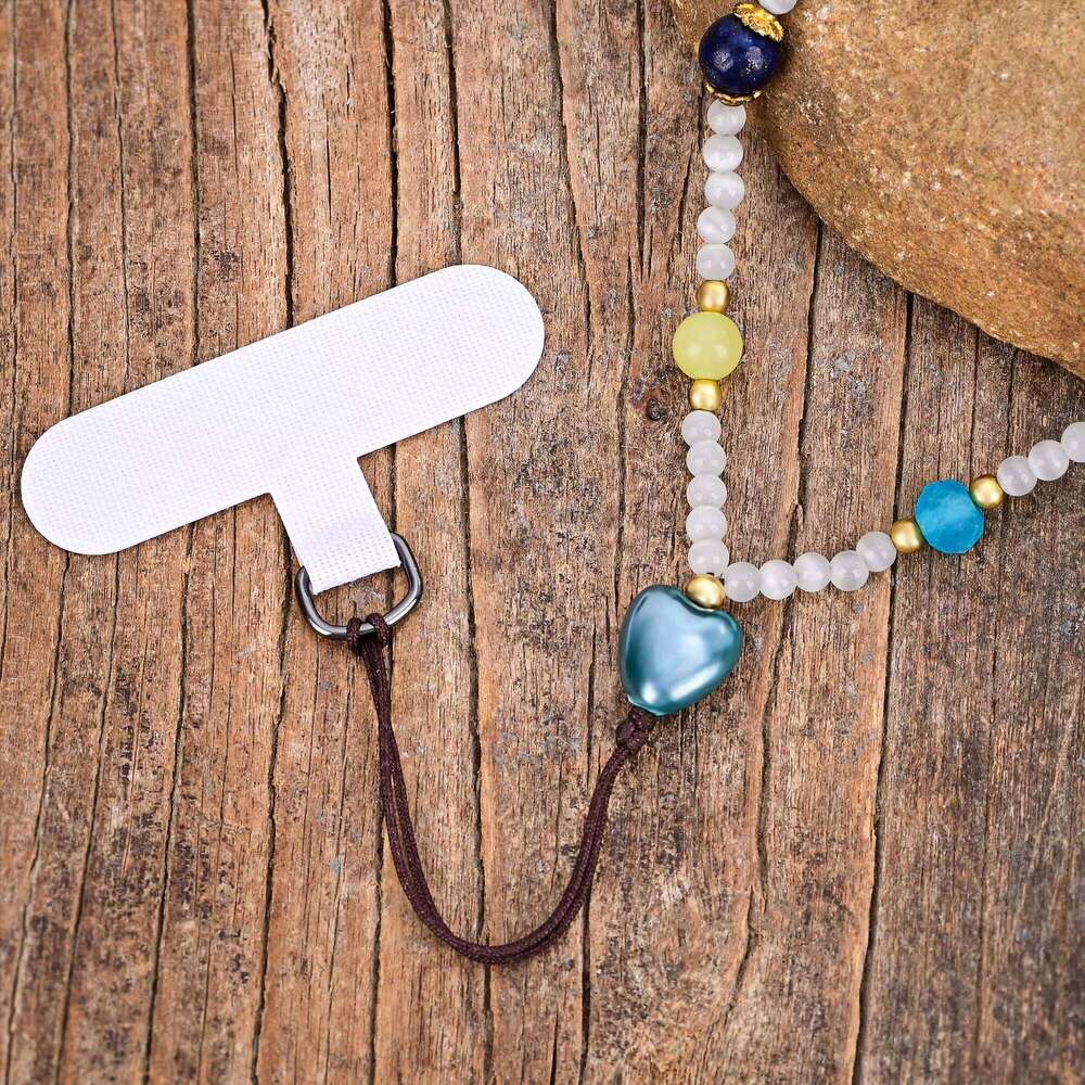 Bohemian New Natural Stone Trendy Seven-Color Bead Necklace Healing Crystal Simple Phone Pendant Chain