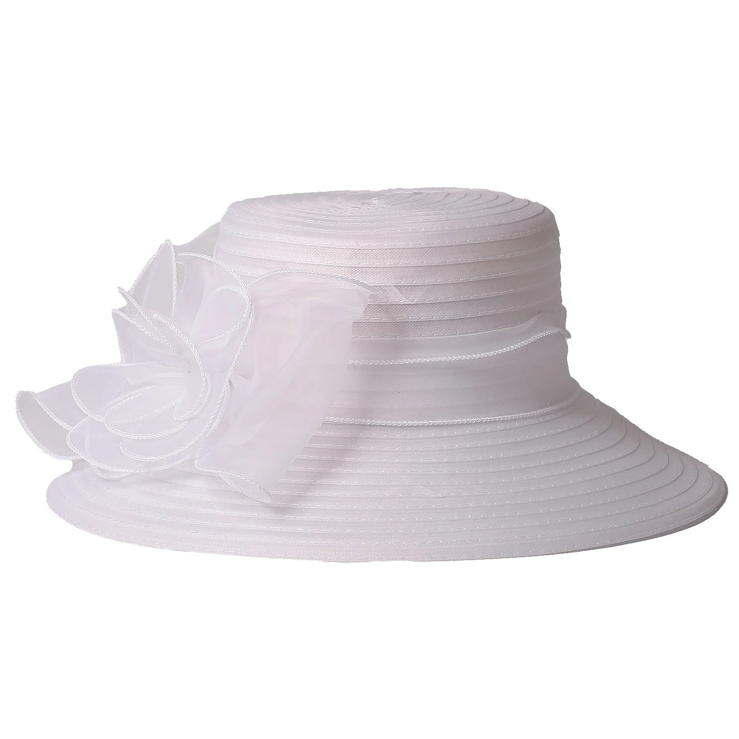 FS Summer Wide Brim Church Hats Red White Flower Fascinators Hat For Women Elegant Outdoor Sunshade Wedding Cap Sombrero 250707
