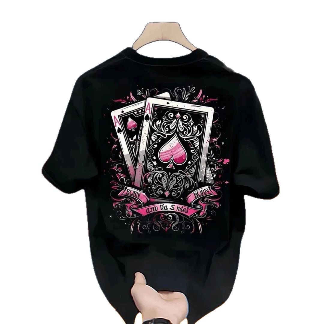 free shipping for man European and American trendy brand short-sleeved ins pure cotton summer new men's printed T-shirt