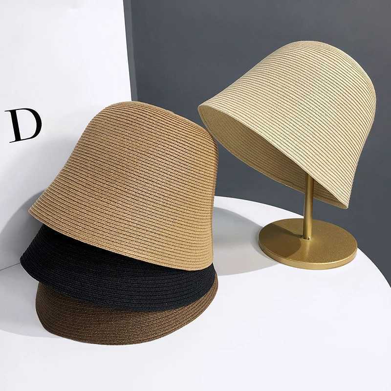 Summer Lace-up Mercerized Cotton Bucket Hats Women Summer Thin Sunshade Wide-brimmed Fisherman Cap Ins Casual Fashion Sun Hat Y250707