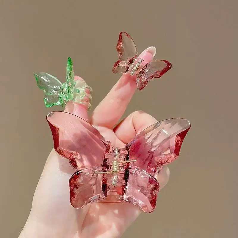 3Pcs/set Sweet Transparent Butterfly Hair Claw Clip Hairpin Barrette for Women and Girls Temperament Headwear Party Accessories Y250707