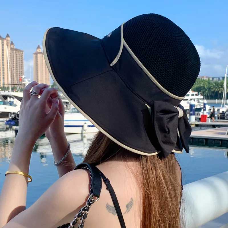 Bucket Hats for Women Summer Knitted Breathable Foldable Sun Hat Sun Protection Sunshade Korean Beach Hat New Travel Cap Y250707