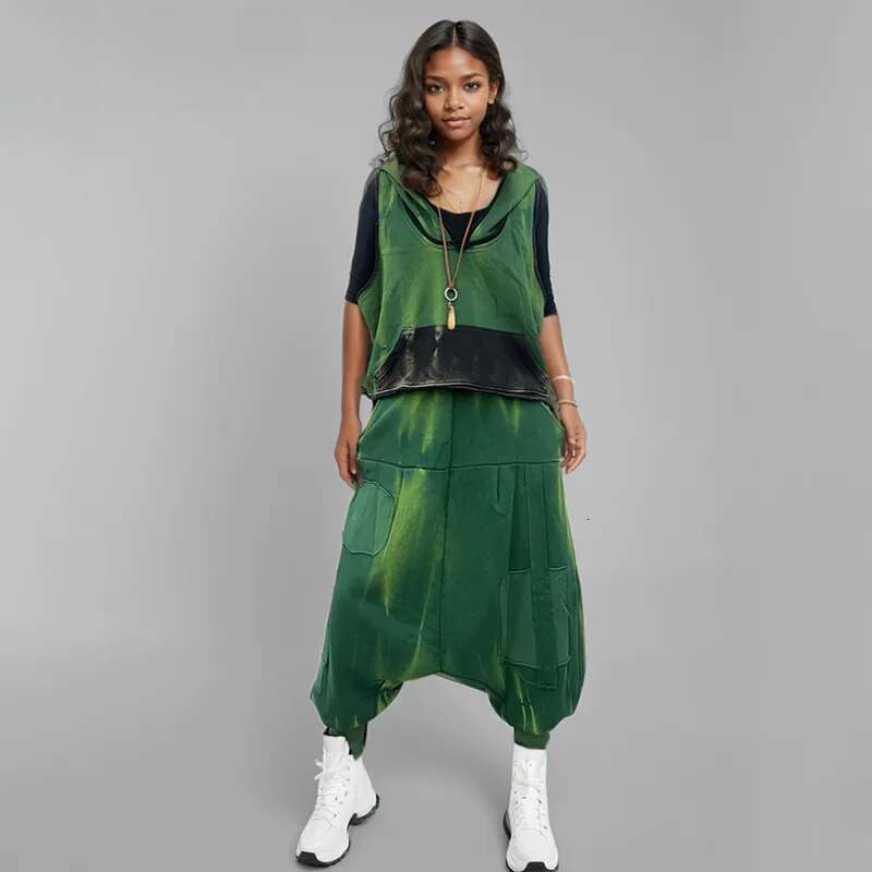 New Trendy Women's Tie Dye Do Old Loose Pants Spring Fashion Elastic High Waist Casual Trousers Female