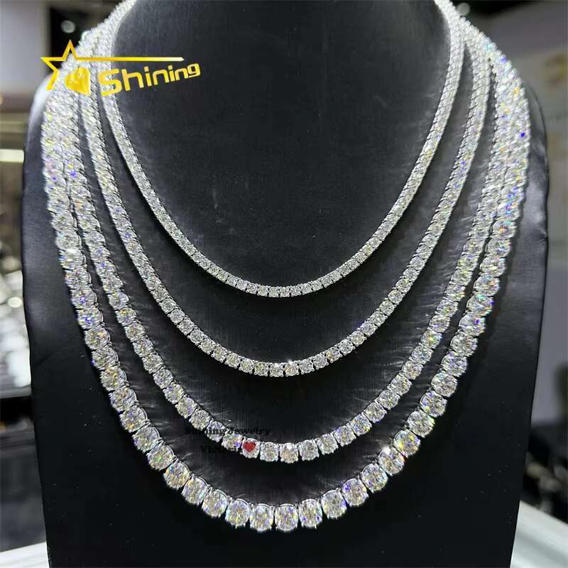 Drop Shipping GRA Certificated Sterling Silver Tennis Bracelet 3mm 4mm 5mm 6mm Vvs Moissanite Tennis Chain Necklace